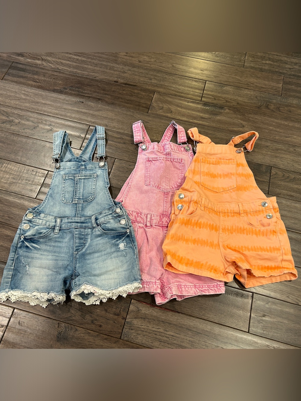 Denim, Pink & Orange Girls Shortall Trio